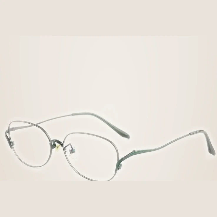 Xbora Unisex Full Rim Oval Square Titanium Alloy Eyeglasses 70301 - Black Green