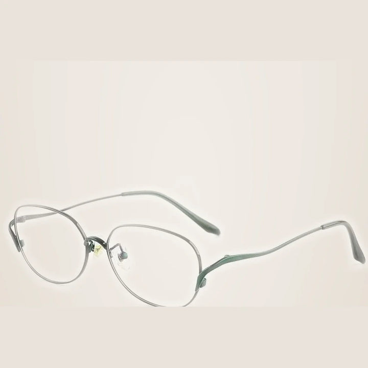 Xbora Unisex Full Rim Oval Square Titanium Alloy Eyeglasses 70301 - Black Green