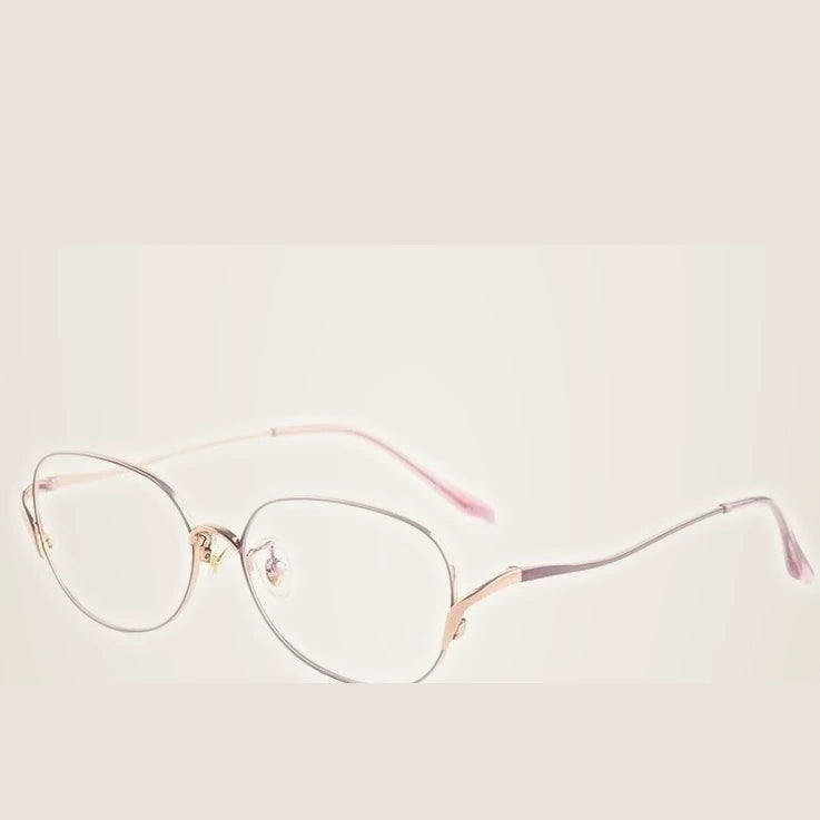 Xbora Unisex Full Rim Oval Square Titanium Alloy Eyeglasses 70301 - Purple Rose Gold