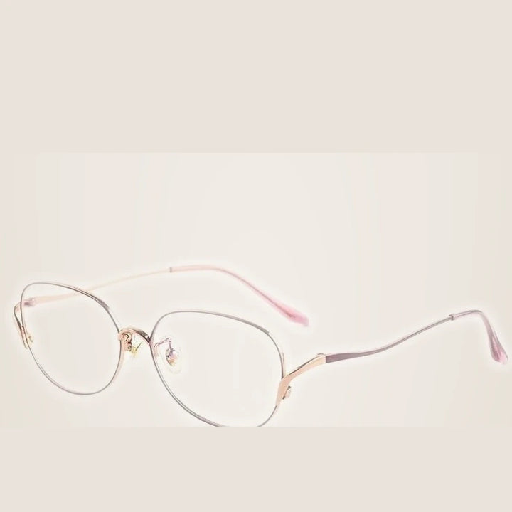 Xbora Unisex Full Rim Oval Square Titanium Alloy Eyeglasses 70301 - Purple Rose Gold