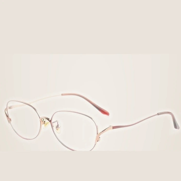 Xbora Unisex Full Rim Oval Square Titanium Alloy Eyeglasses 70301 - Red Rose Gold