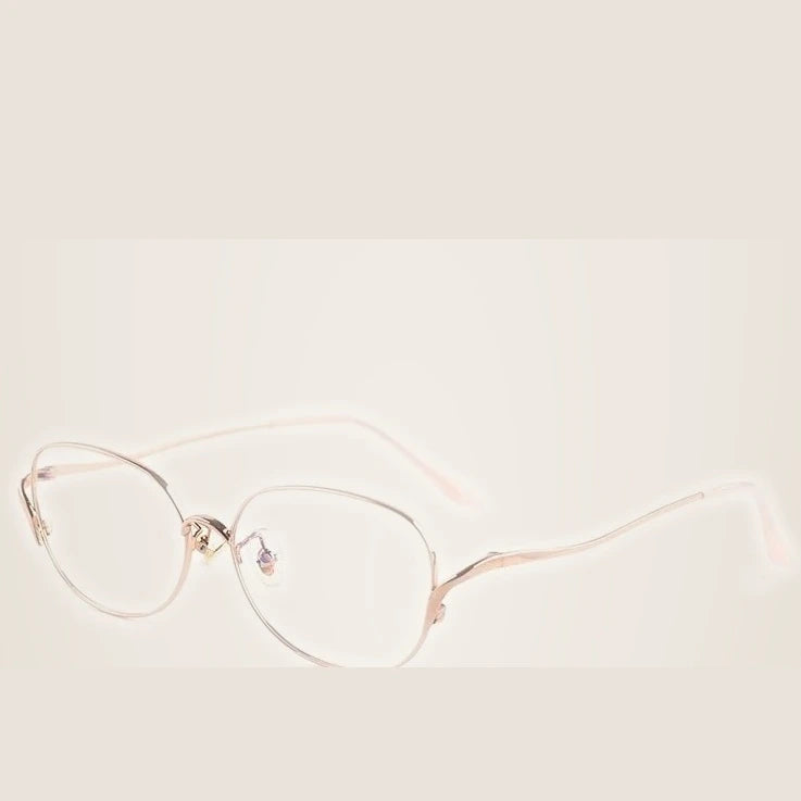 Xbora Unisex Full Rim Oval Square Titanium Alloy Eyeglasses 70301 - Rose Gold
