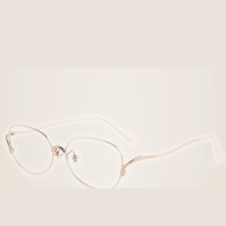 Xbora Unisex Full Rim Oval Square Titanium Alloy Eyeglasses 70301 - Rose Gold