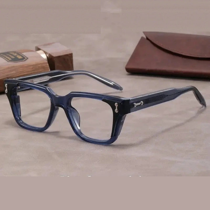 Xbora Unisex Full Rim Square Brow Line Tr 90 Alloy Eyeglasses 629864 - Blue