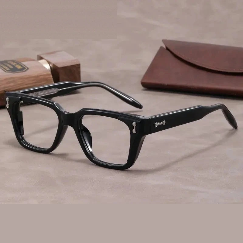 Xbora Unisex Full Rim Square Brow Line Tr 90 Alloy Eyeglasses 629864 - Brihgt Black