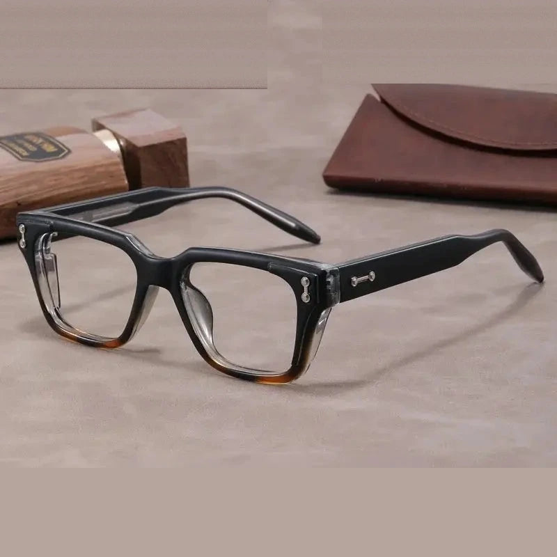 Xbora Unisex Full Rim Square Brow Line Tr 90 Alloy Eyeglasses 629864 - Gradient Black