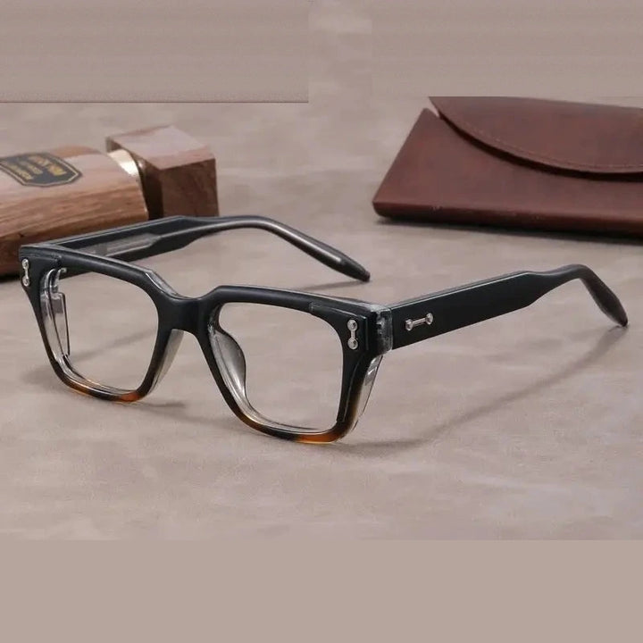Xbora Unisex Full Rim Square Brow Line Tr 90 Alloy Eyeglasses 629864 - Gradient Black