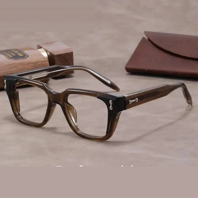 Xbora Unisex Full Rim Square Brow Line Tr 90 Alloy Eyeglasses 629864 - Tea