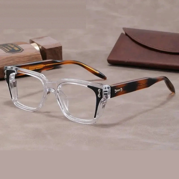 Xbora Unisex Full Rim Square Brow Line Tr 90 Alloy Eyeglasses 629864 - Transparent