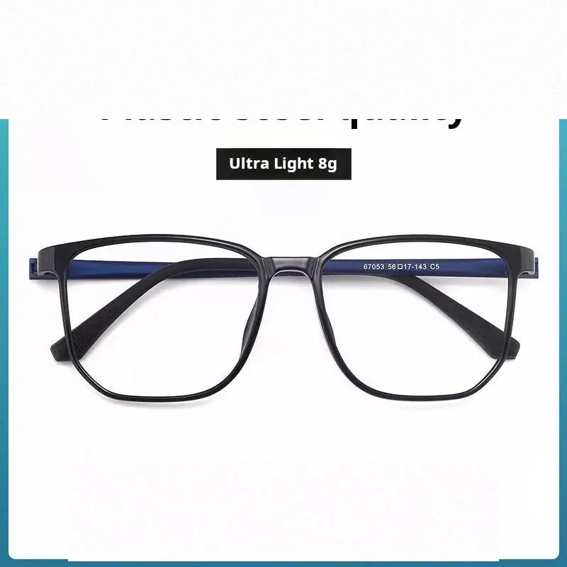 Xbora Unisex Full Rim Square Tr 90 Stainless Steel Eyeglasses 67053 - Black Blue