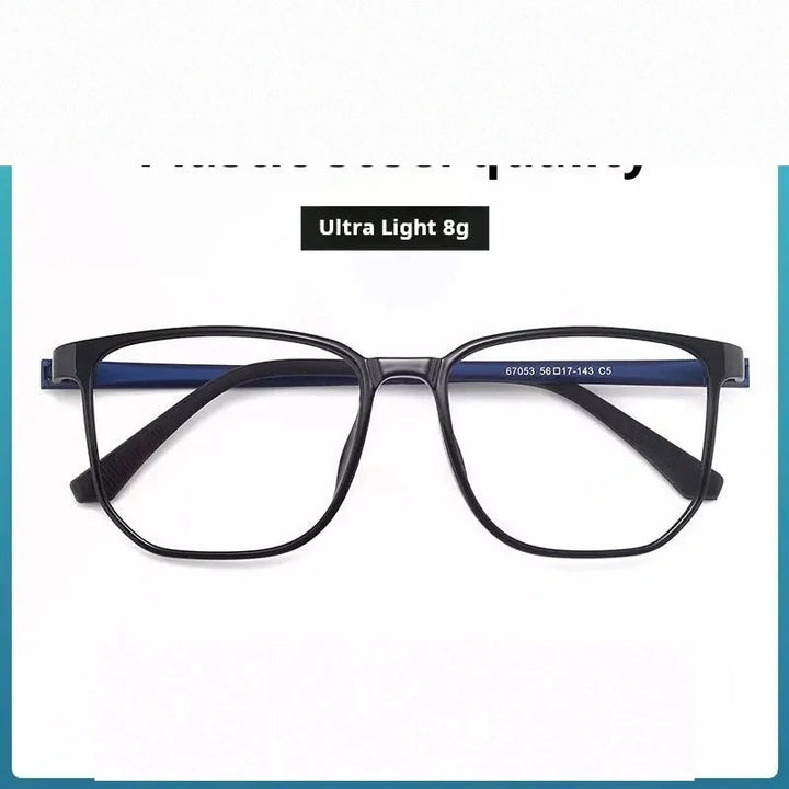 Xbora Unisex Full Rim Square Tr 90 Stainless Steel Eyeglasses 67053 - Black Blue