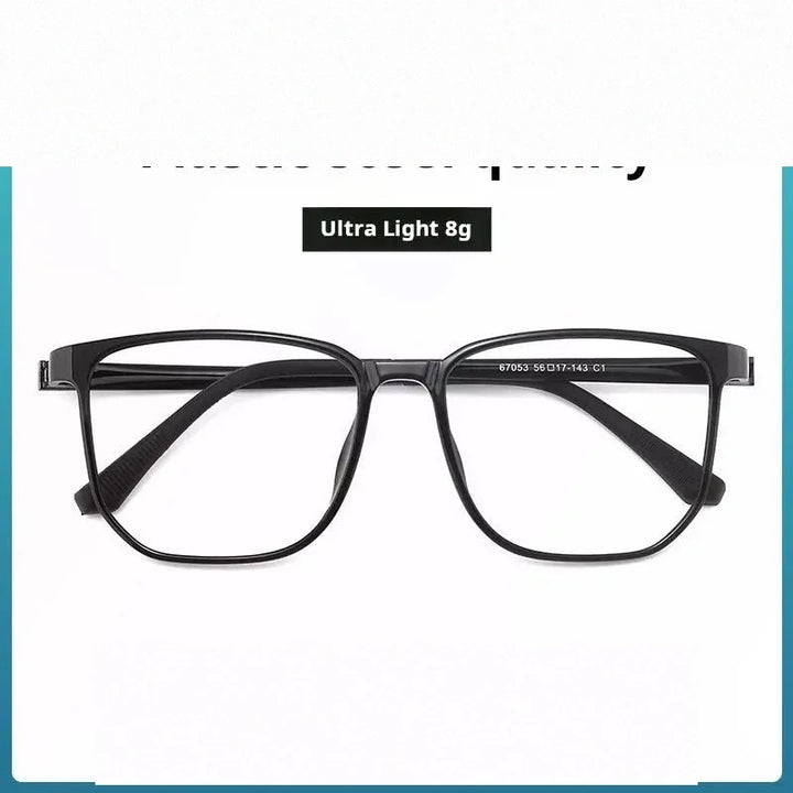 Xbora Unisex Full Rim Square Tr 90 Stainless Steel Eyeglasses 67053 - Brihgt Black