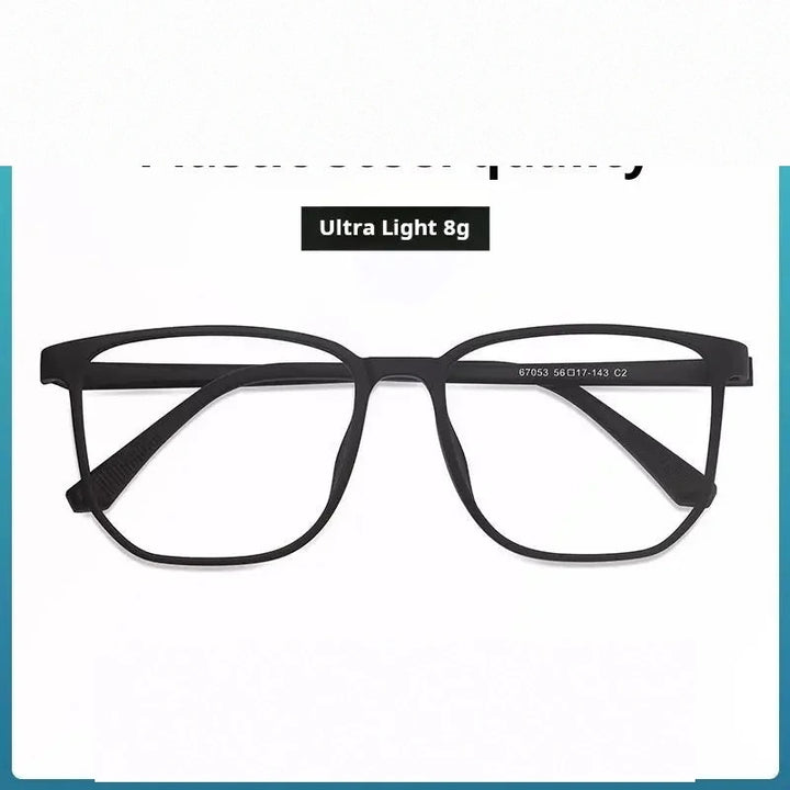Xbora Unisex Full Rim Square Tr 90 Stainless Steel Eyeglasses 67053 - Matte Black