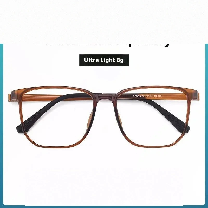 Xbora Unisex Full Rim Square Tr 90 Stainless Steel Eyeglasses 67053 - Tea