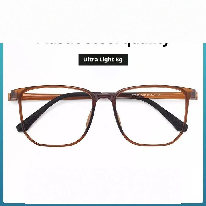 Xbora Unisex Full Rim Square Tr 90 Stainless Steel Eyeglasses 67053 - Tea