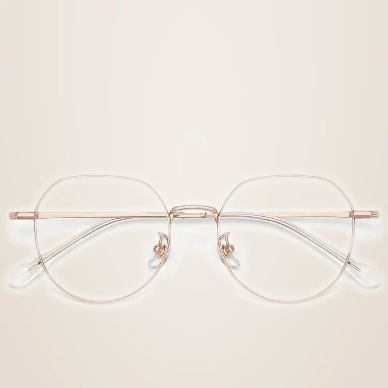 Xbora Women's Full Rim Flat Top Oval Titanium-Alloy Eyeglasses 123244 - Rose Gold