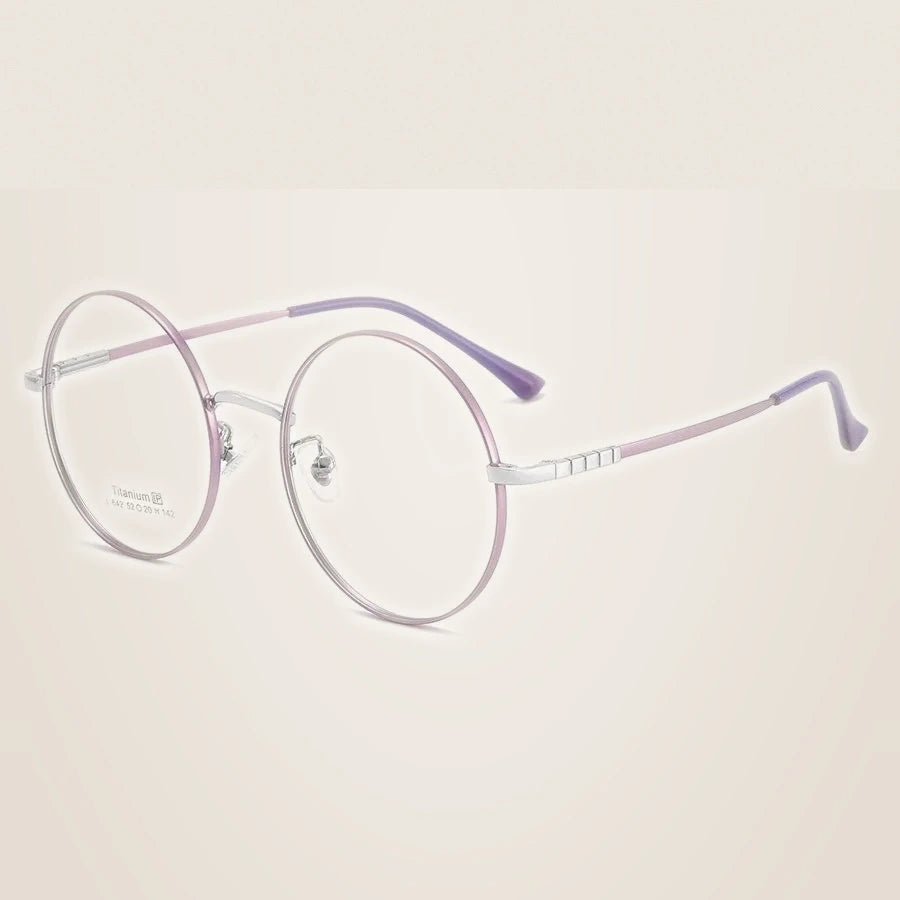 Xbora Women's Full Rim Round Titanium Eyeglasses 544642 - Purple Silver