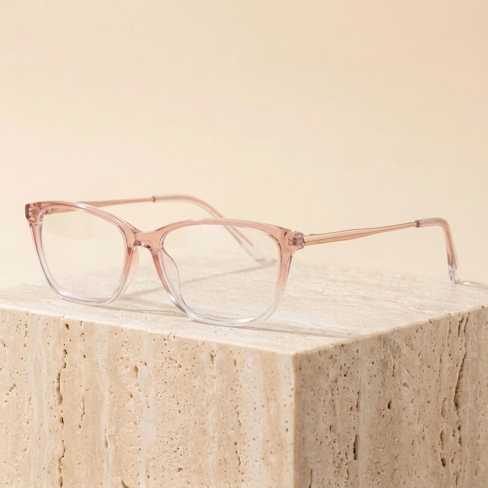 Xbora Women's Full Rim Square Cat Eye Tr 90 Alloy Eyeglasses 423081 - Gradient Pink