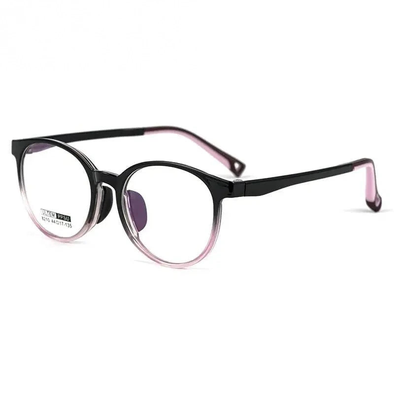 Yimaruili Children's Unisex Full Rim Round Ultem Eyeglasses 8210S - Black Gradient White