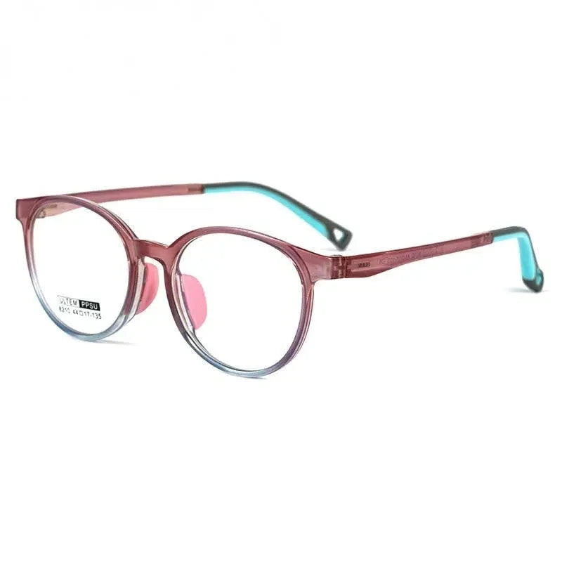 Yimaruili Children's Unisex Full Rim Round Ultem Eyeglasses 8210S - Pink Gradient Blue