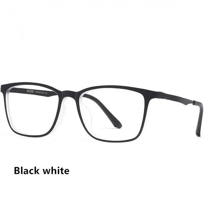Yimaruili Men's Eyeglasses Square Full Rim Titanium Y8808 - Black White