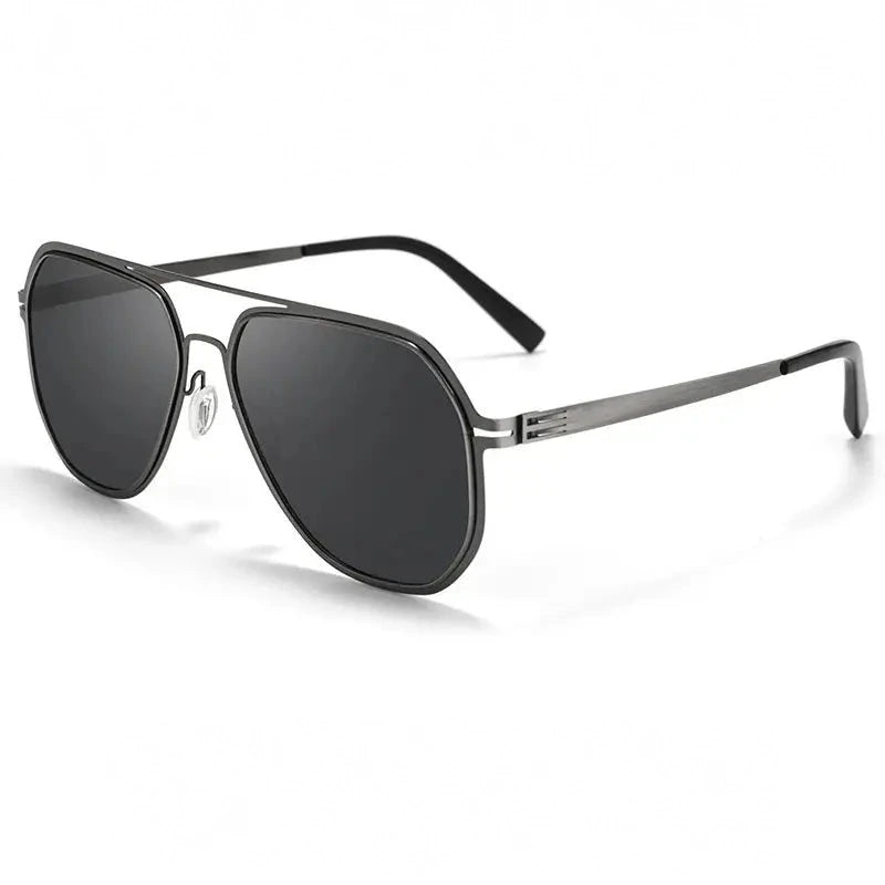 Yimaruili Men's Full Rim Oval Double Bridge Alloy Sunglasses 639688 - Gray