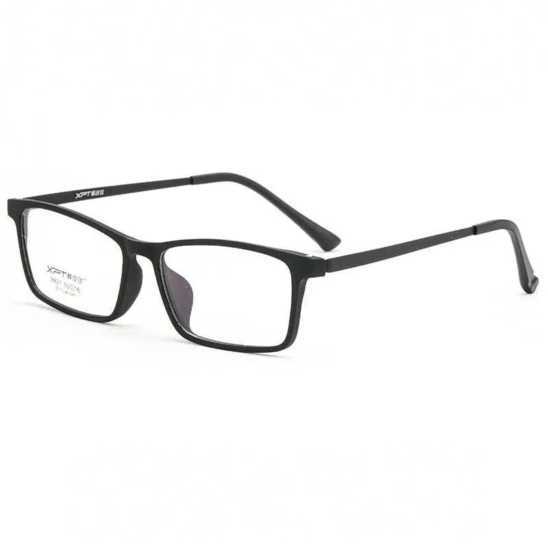 Yimaruili Men's Full Rim Square Tr 90 Titanium Eyeglasses 9821 - Black