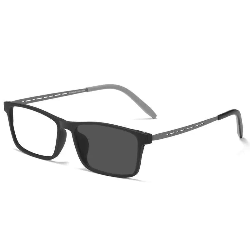 Yimaruili Men's Full Rim Square Tr 90 Titanium Photochromic Reading Glasses Y8822 - Photochromic Gray / 0
