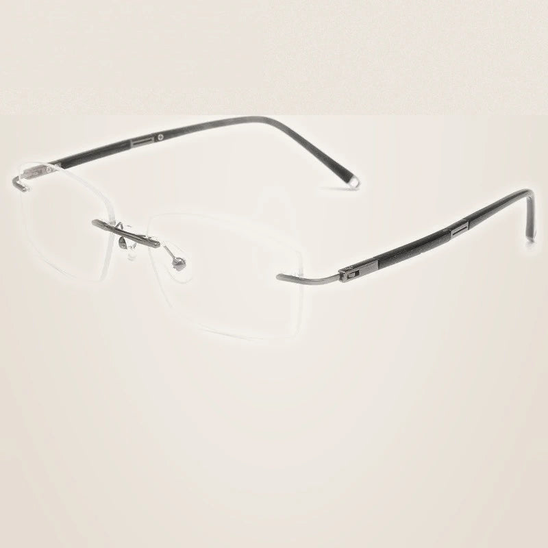 Yimaruili Men's Rimless Rectangle Titanium Eyeglasses Z8wk - Gun