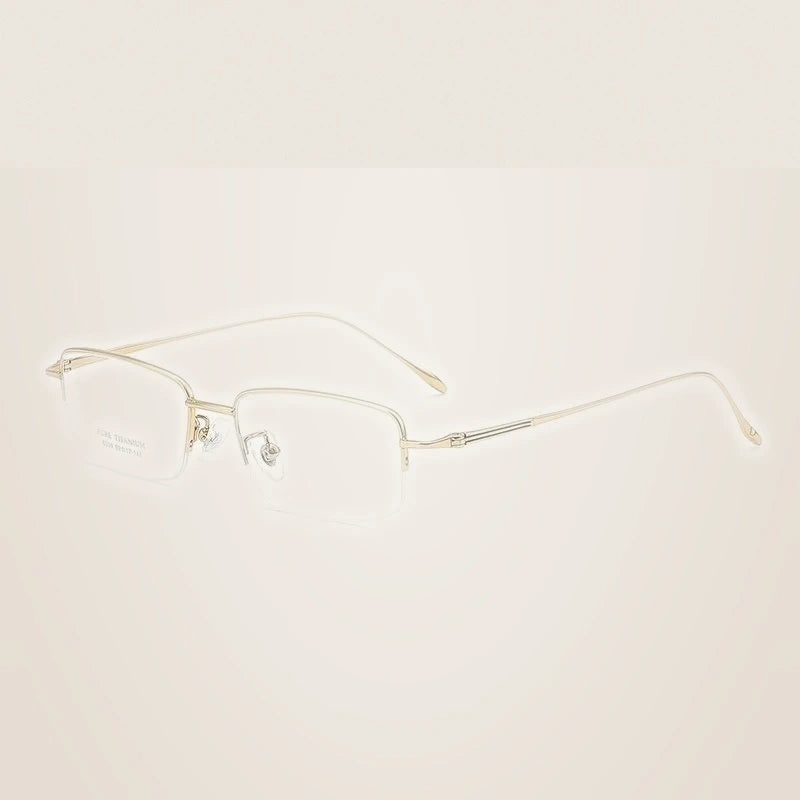 Yimaruili Men's Semi Rim Square Titanium  Eyeglasses Y8039 - Gold
