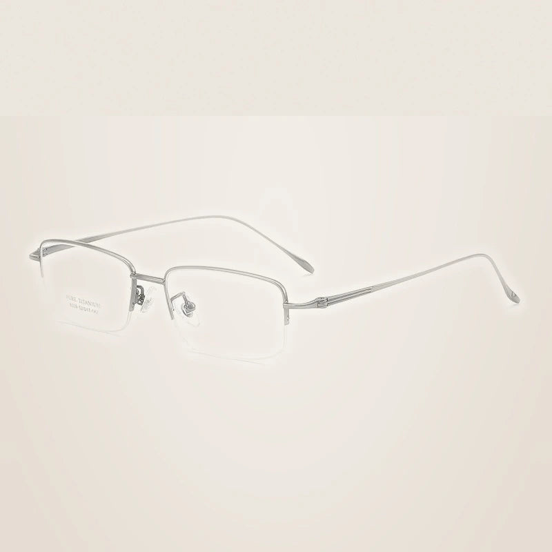 Yimaruili Men's Semi Rim Square Titanium  Eyeglasses Y8039 - Gun