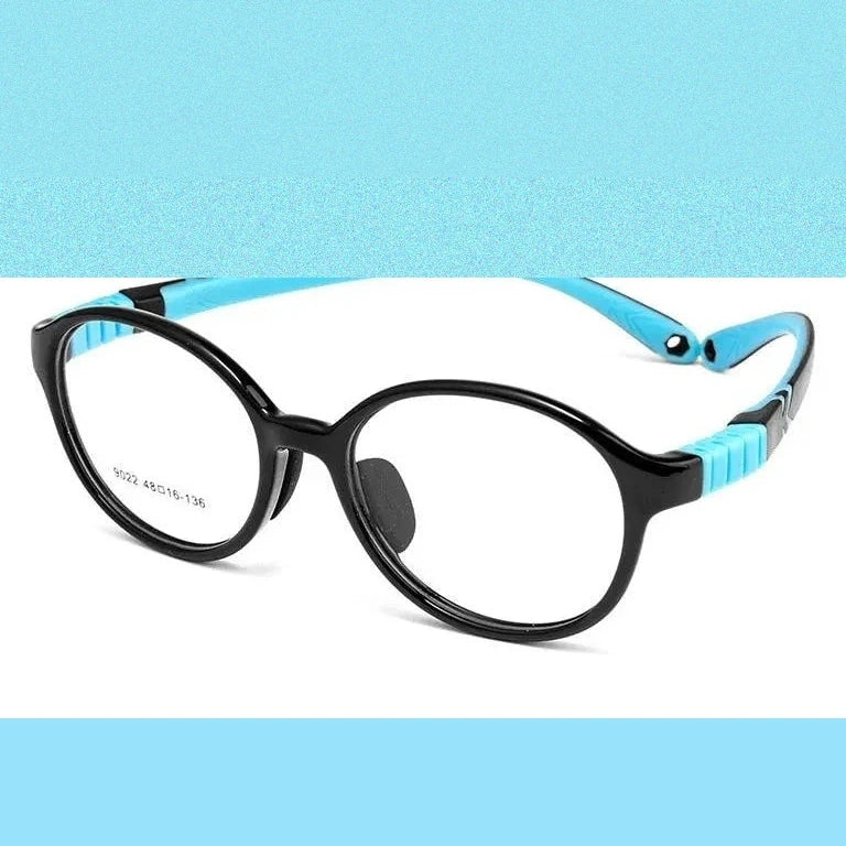 Yimaruili Unisex Children's Full Rim Round Tr 90 Silicone Eyeglasses 9022et - Black Blue