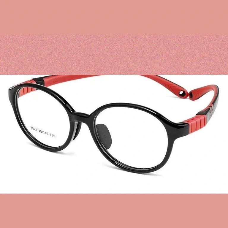 Yimaruili Unisex Children's Full Rim Round Tr 90 Silicone Eyeglasses 9022et - Black Red