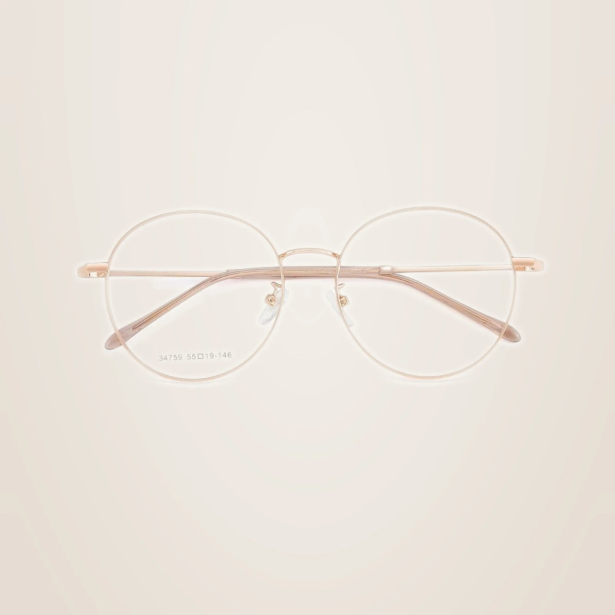 Yimaruili Unisex Full Rim Big Round Alloy Eyeglasses 34759 - Rose Gold C2