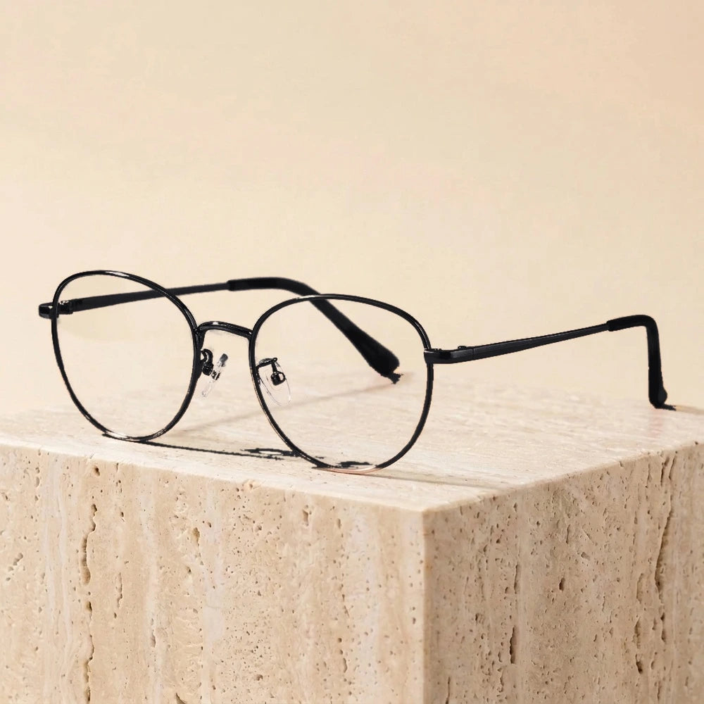 Yimaruili Unisex Full Rim Cat-Eye Pure Titanium Eyeglasses PZ-90309 - Black
