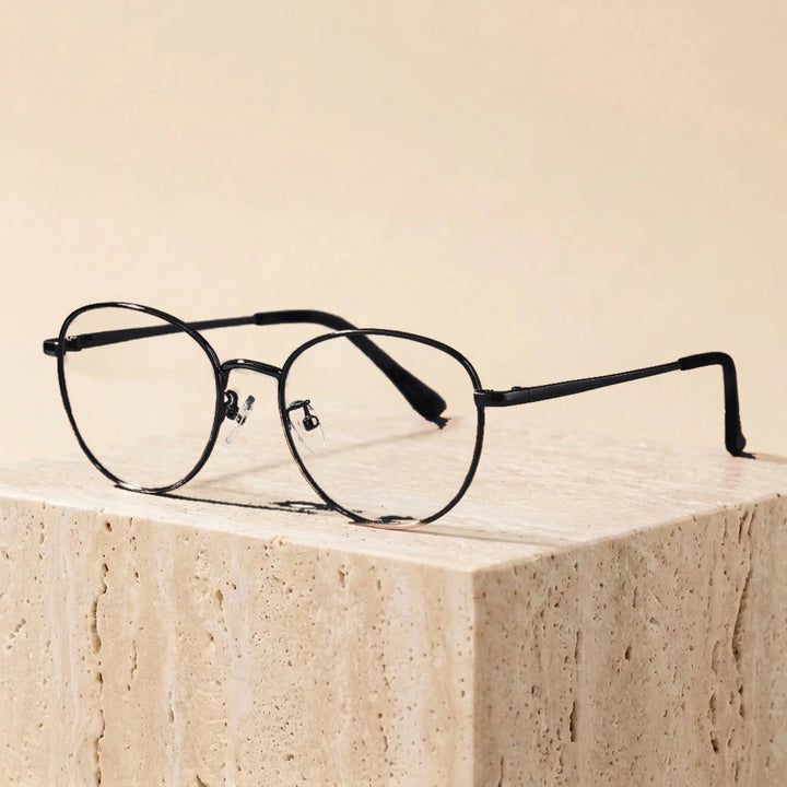 Yimaruili Unisex Full Rim Cat-Eye Pure Titanium Eyeglasses PZ-90309 - Black