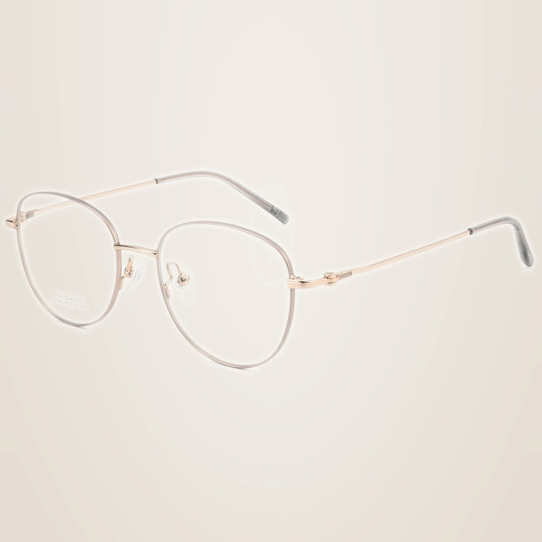 Yimaruili Unisex Full Rim Cat-Eye Pure Titanium Eyeglasses H7023X - Coffee Rose Gold