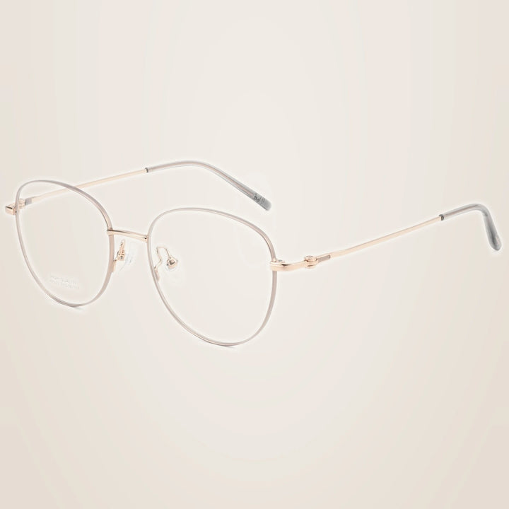 Yimaruili Unisex Full Rim Cat-Eye Pure Titanium Eyeglasses H7023X - Coffee Rose Gold