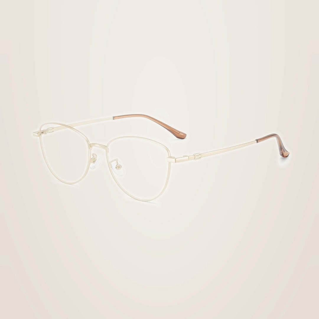 Yimaruili Unisex Full Rim Cat-Eye Pure Titanium Eyeglasses 97010 - Gold