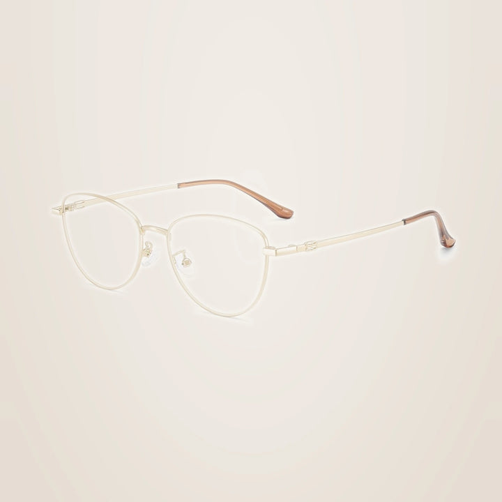 Yimaruili Unisex Full Rim Cat-Eye Pure Titanium Eyeglasses 97010 - Gold