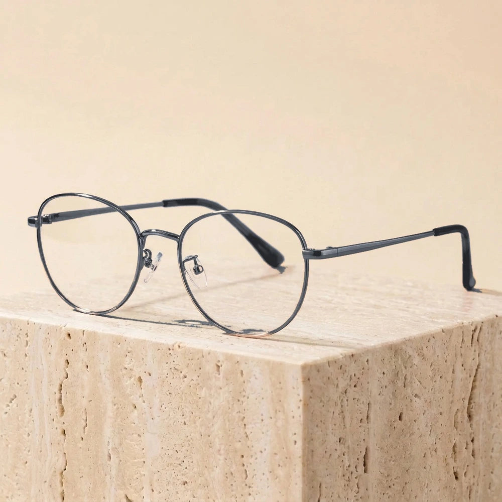 Yimaruili Unisex Full Rim Cat-Eye Pure Titanium Eyeglasses PZ-90309 - Gray Silver