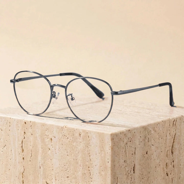 Yimaruili Unisex Full Rim Cat-Eye Pure Titanium Eyeglasses PZ-90309 - Gray Silver