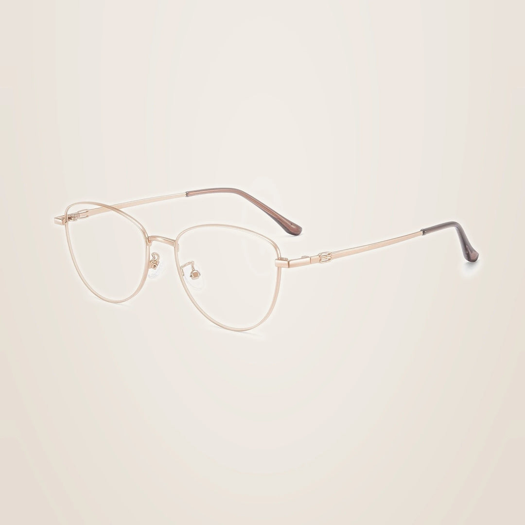 Yimaruili Unisex Full Rim Cat-Eye Pure Titanium Eyeglasses 97010 - Mocha Gold