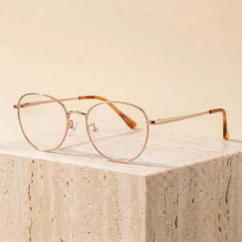 Yimaruili Unisex Full Rim Cat-Eye Pure Titanium Eyeglasses PZ-90309 - Rose Gold