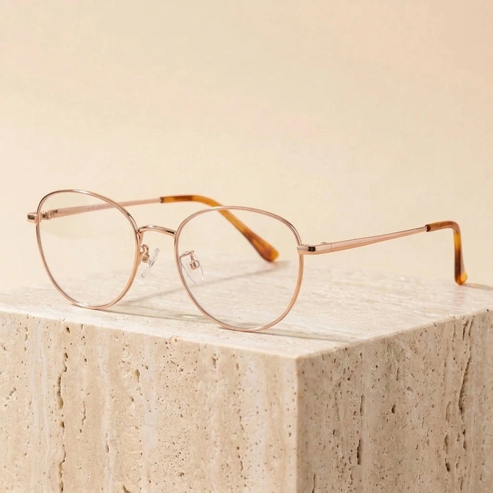Yimaruili Unisex Full Rim Cat-Eye Pure Titanium Eyeglasses PZ-90309 - Rose Gold