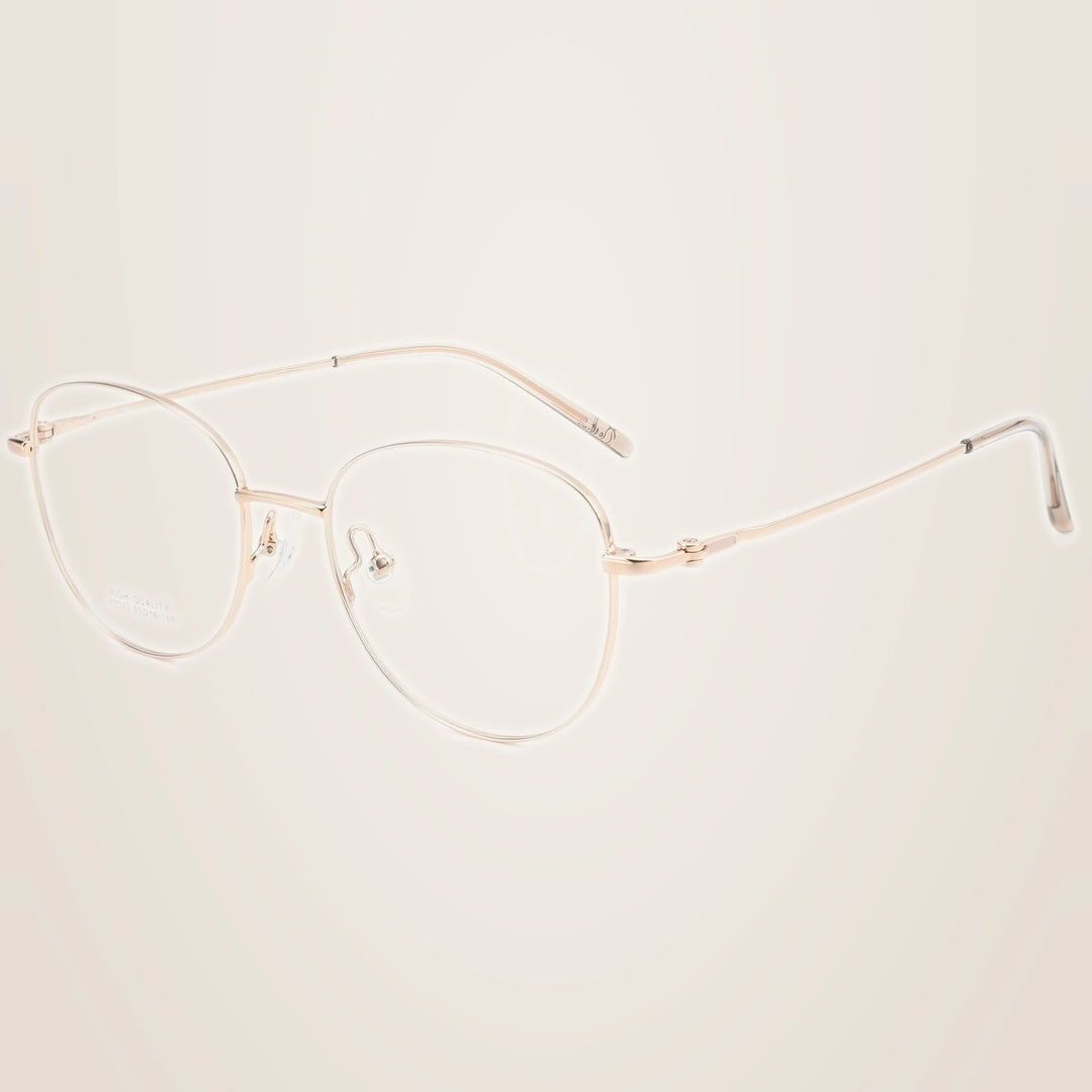 Yimaruili Unisex Full Rim Cat-Eye Pure Titanium Eyeglasses H7023X - Rose Gold