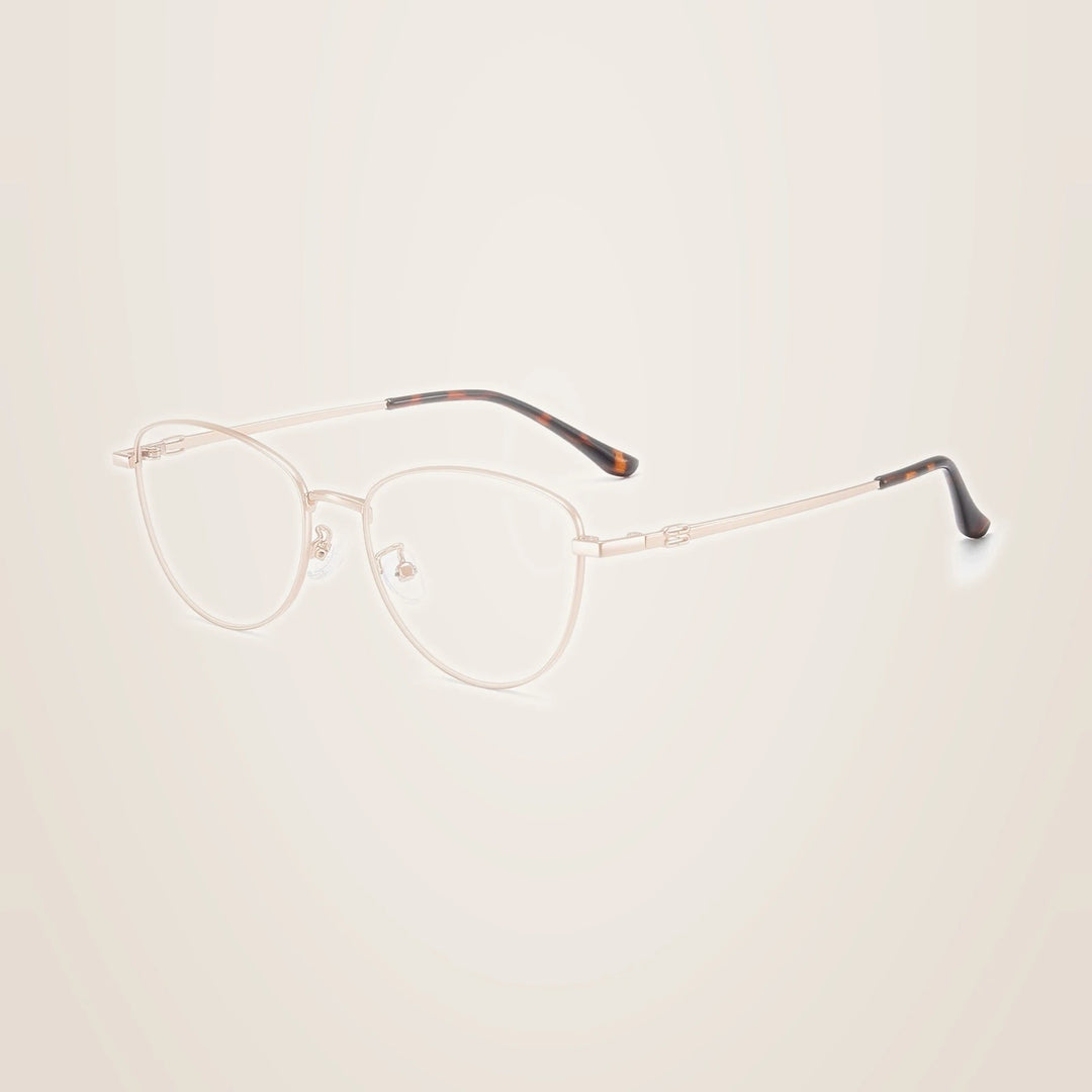 Yimaruili Unisex Full Rim Cat-Eye Pure Titanium Eyeglasses 97010 - Rose Gold