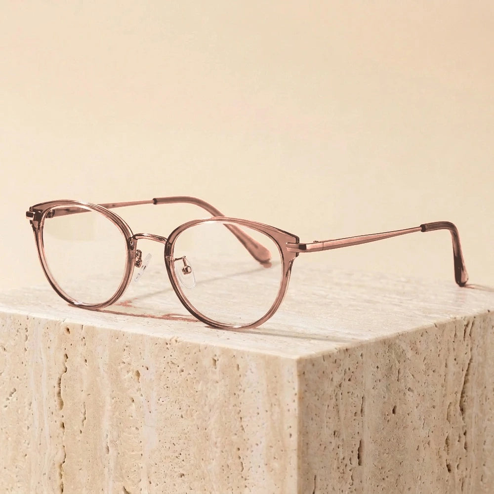 Yimaruili Unisex Full Rim Cat-Eye TR-90 Titanium Eyeglasses M6212Y - Black Rose Gold