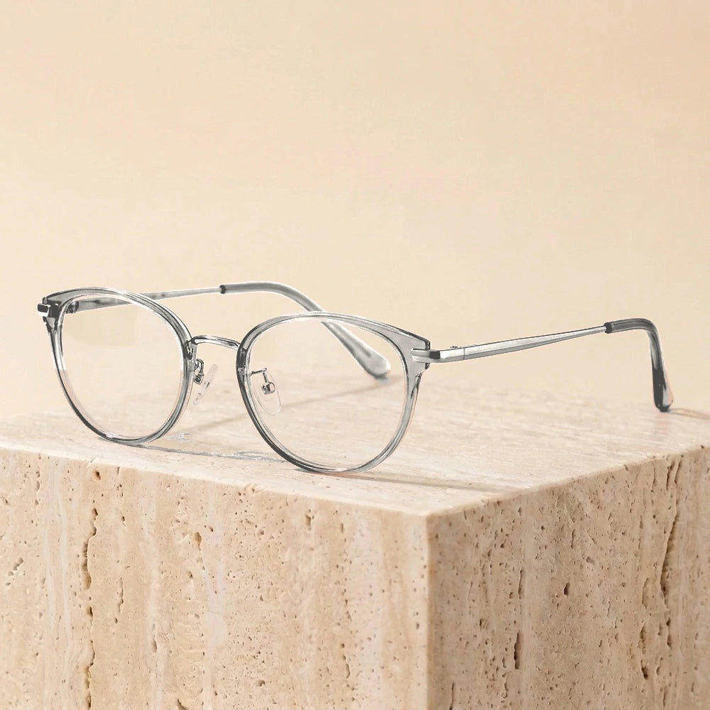 Yimaruili Unisex Full Rim Cat-Eye TR-90 Titanium Eyeglasses M6212Y - Transparent Gray