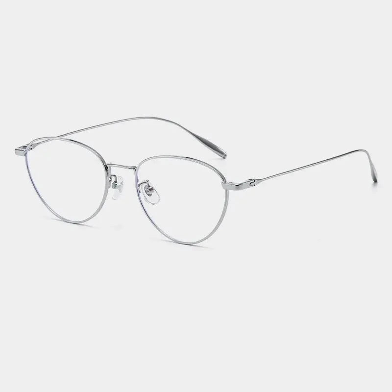 Yimaruili Unisex Full Rim Flat Top Oval Titanium Eyeglasses 630885 - Silver